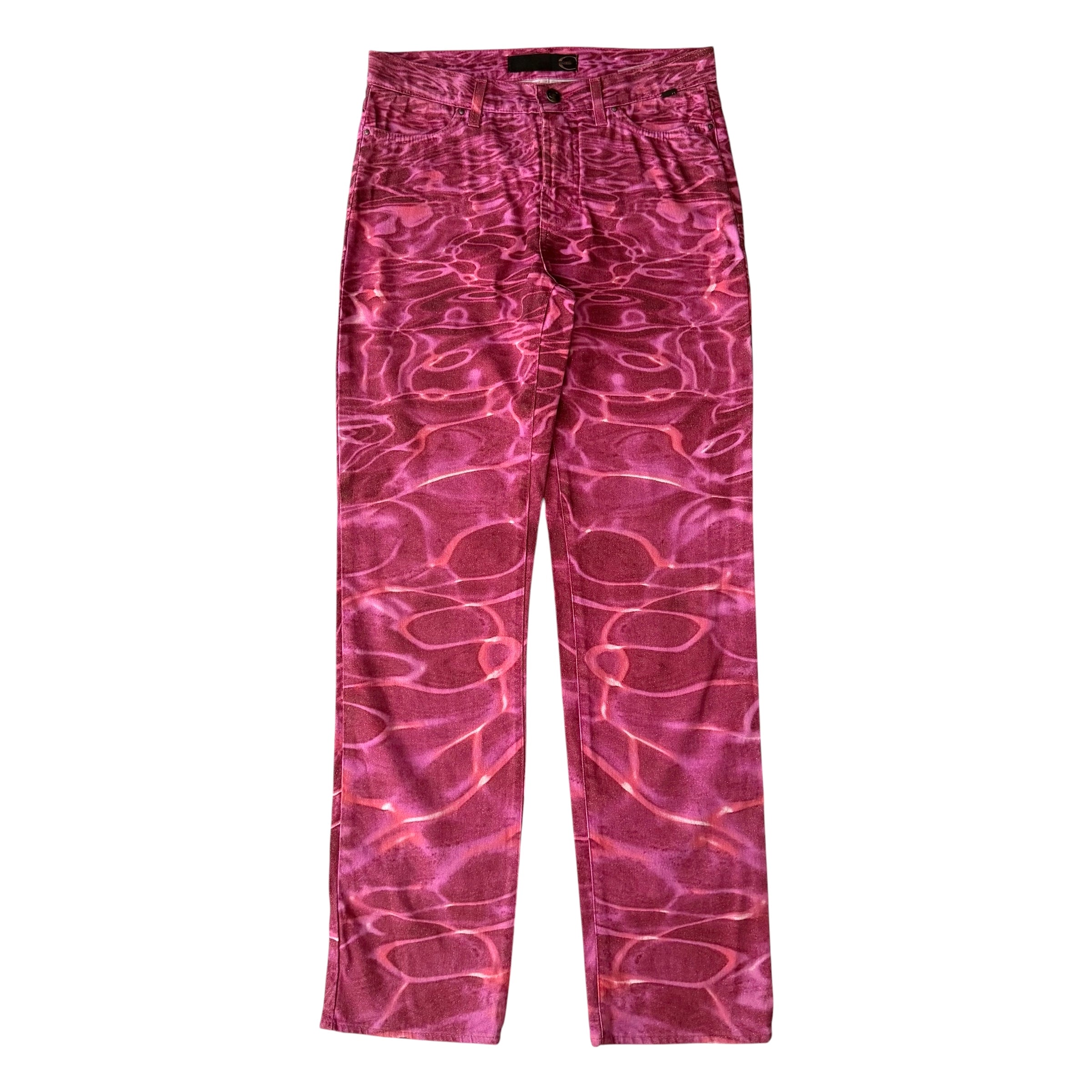 Just Cavalli x Roberto Cavalli Vintage Pink Ocean Water Print Jeans