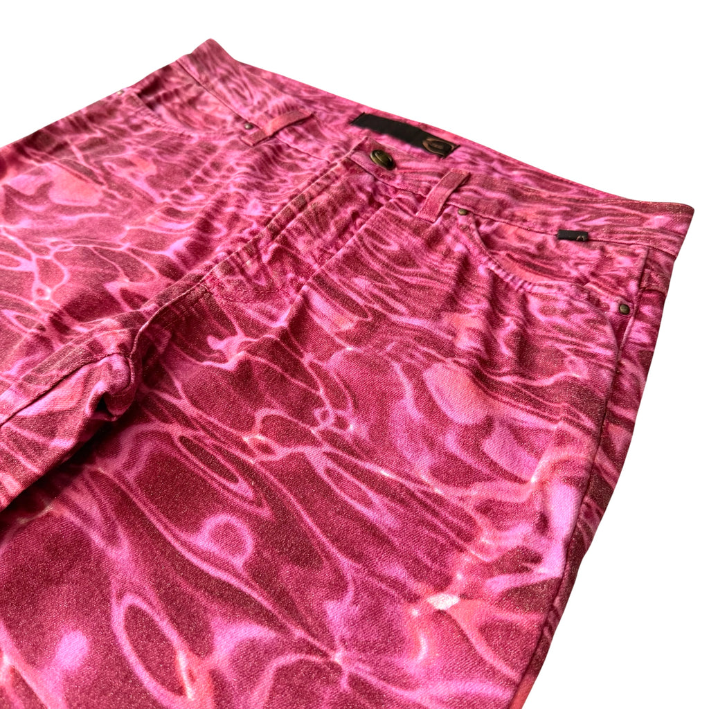 Just Cavalli x Roberto Cavalli Vintage Pink Ocean Water Print Jeans