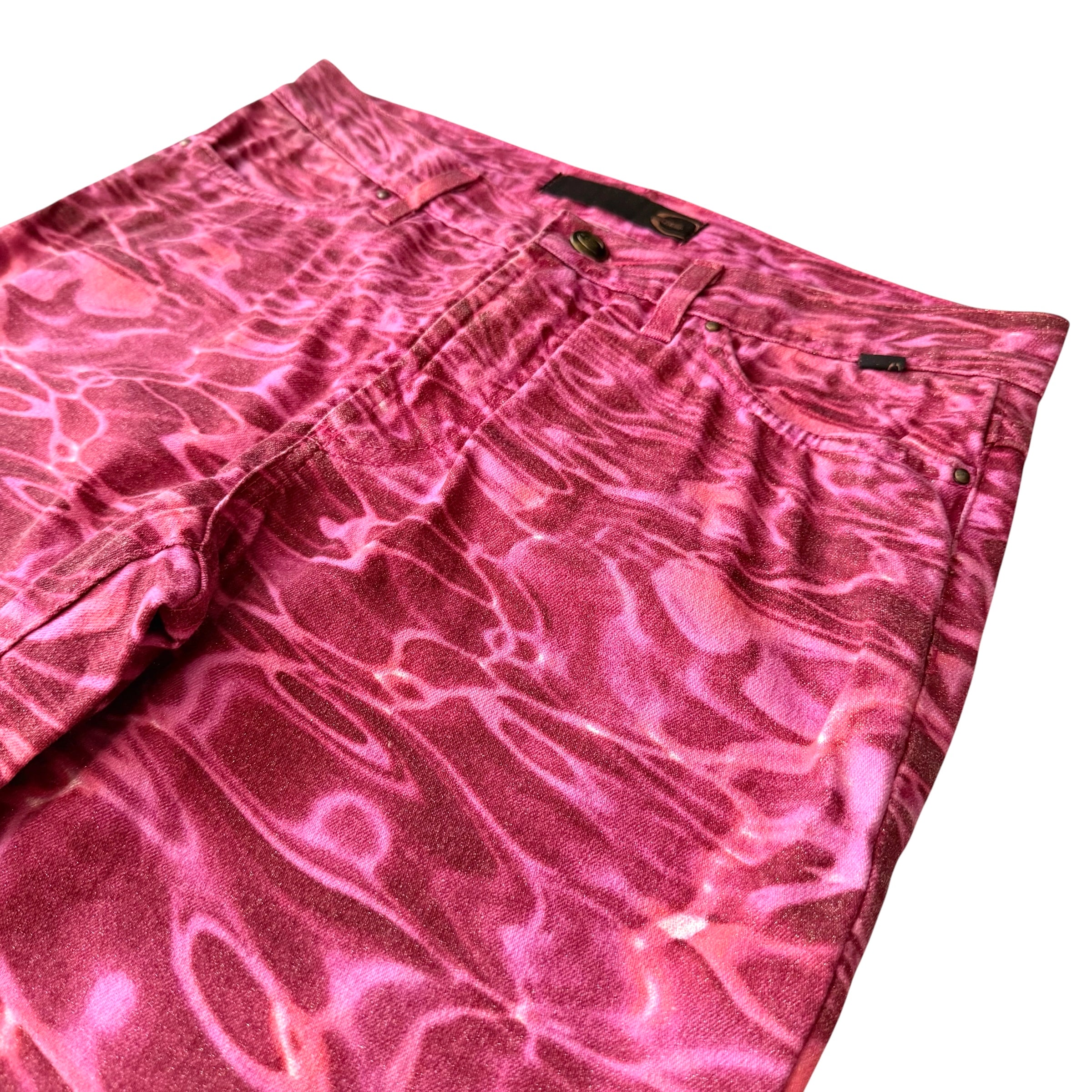 Just Cavalli x Roberto Cavalli Vintage Pink Ocean Water Print Jeans