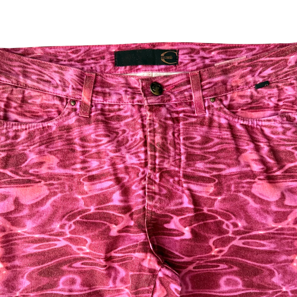 Just Cavalli x Roberto Cavalli Vintage Pink Ocean Water Print Jeans