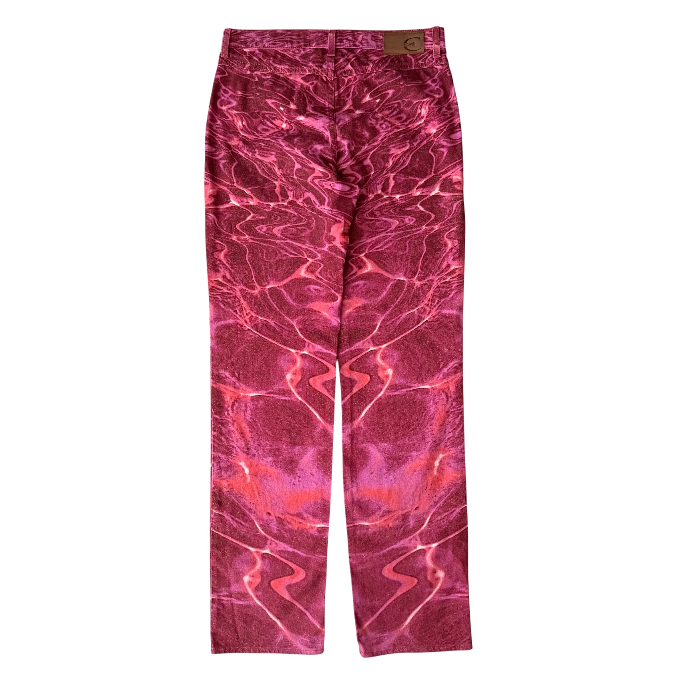 Just Cavalli x Roberto Cavalli Vintage Pink Ocean Water Print Jeans