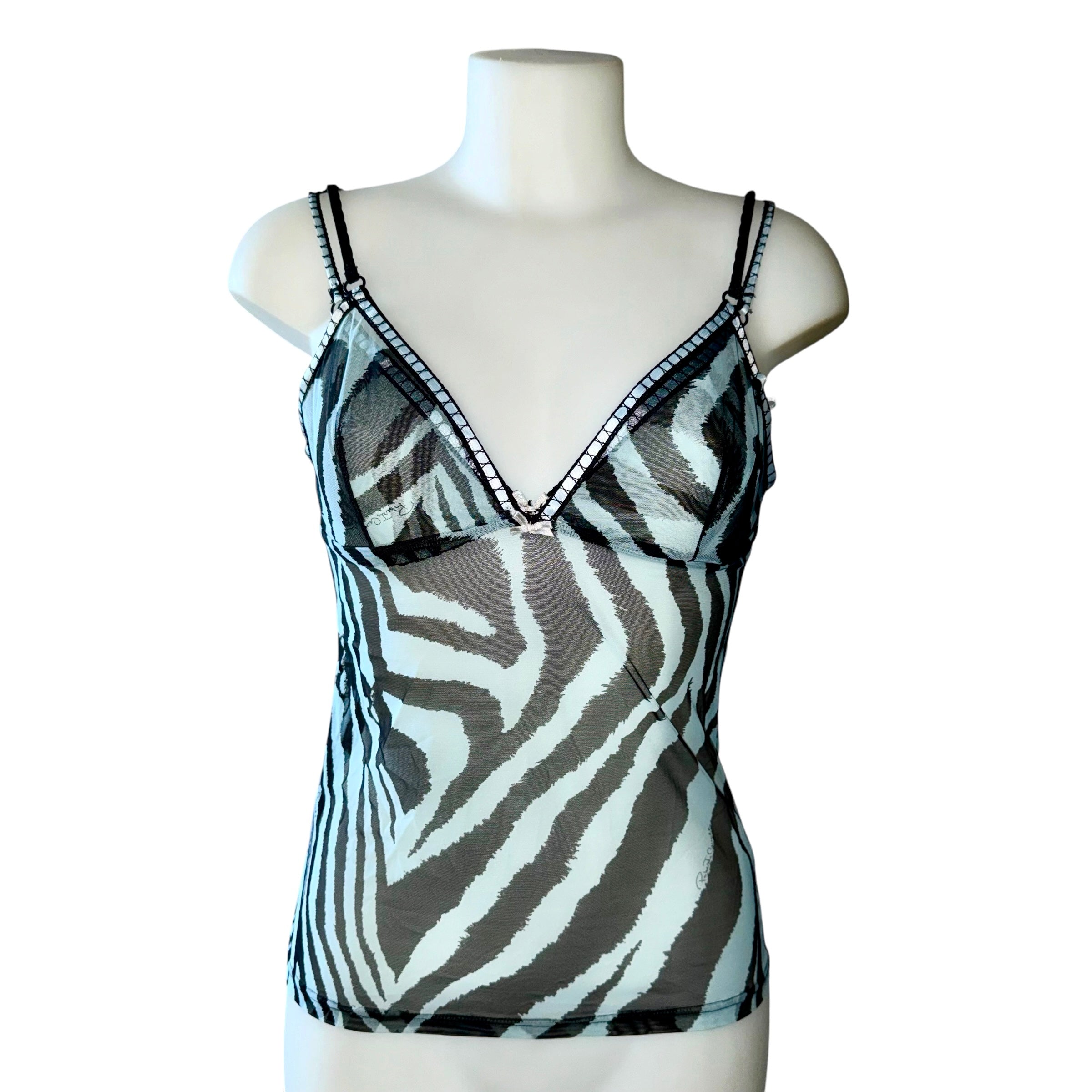 Roberto Cavalli Vintage Mesh Wild Horse Print Camisole & Matching Bra Set