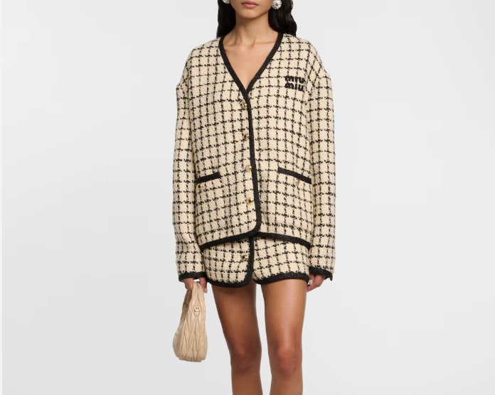 Miu Miu 2023 Logo-Embroidered Boucle' Wool Jacket