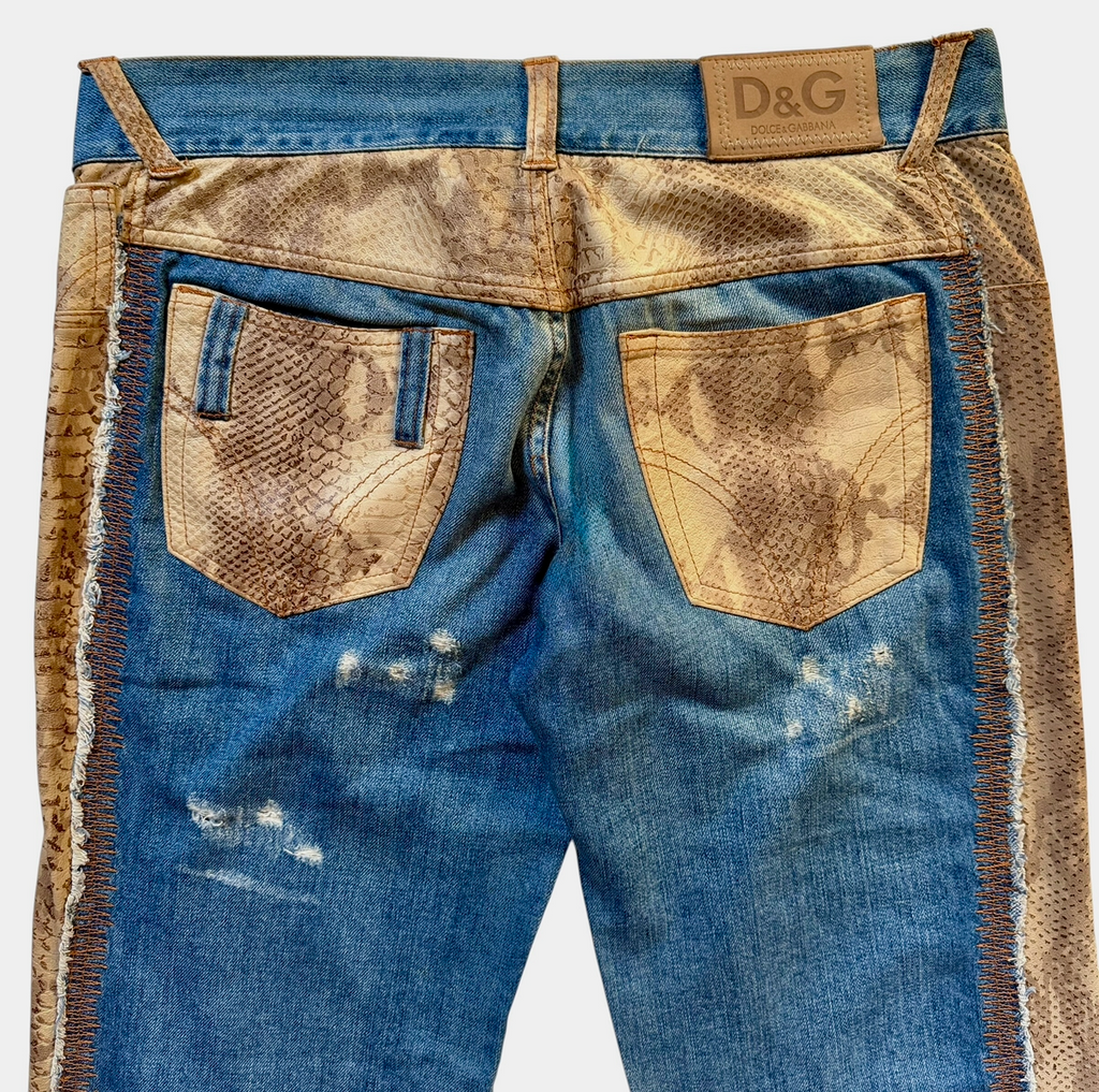 DOLCE & GABBANA VINTAGE PYTHON DENIM SHORTS