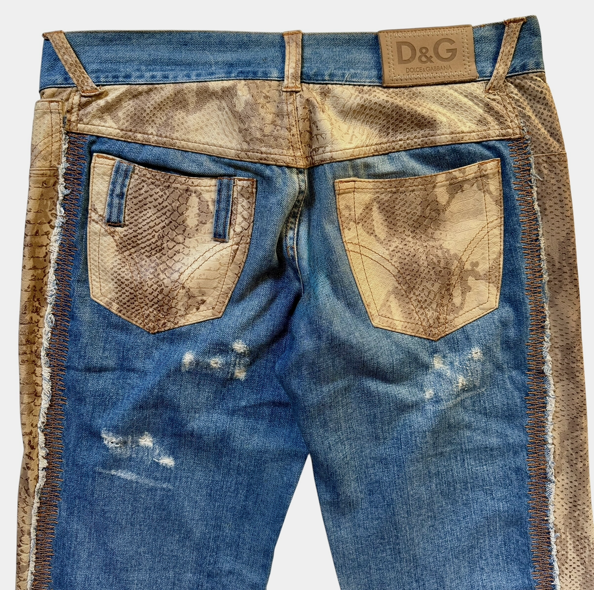 DOLCE & GABBANA VINTAGE PYTHON DENIM SHORTS
