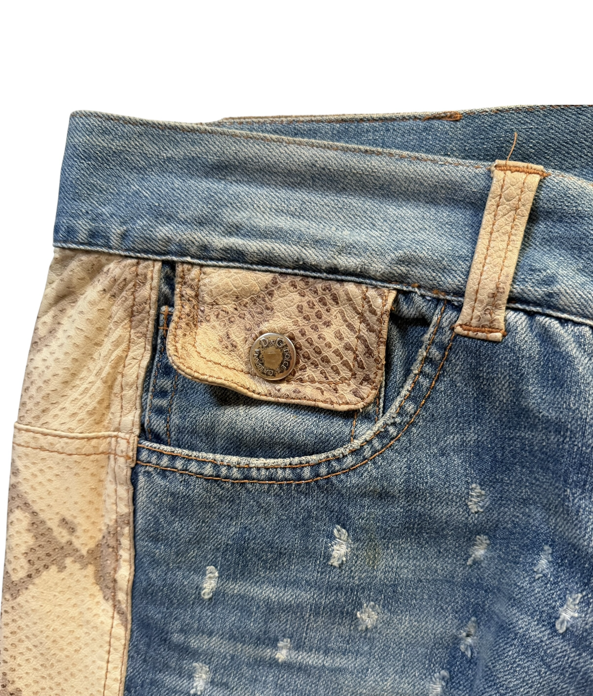 DOLCE & GABBANA VINTAGE PYTHON DENIM SHORTS